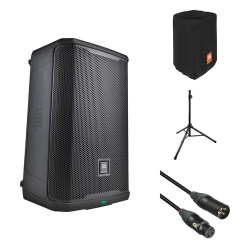 JBL PRX908 Two-Way 8" 2000W Powered PA System Kit with Cover, Stand, and Cable (Single)