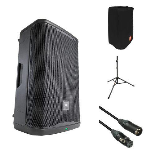 JBL PRX915 Two-Way 15" 2000W Powered PA System Kit with Cover, Stand, and Cable (Single)