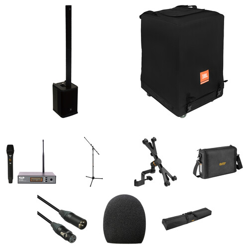 JBL PRX ONE All-In-One Powered Column Array PA with Wireless Microphone System, Stands, and Carrying Bags