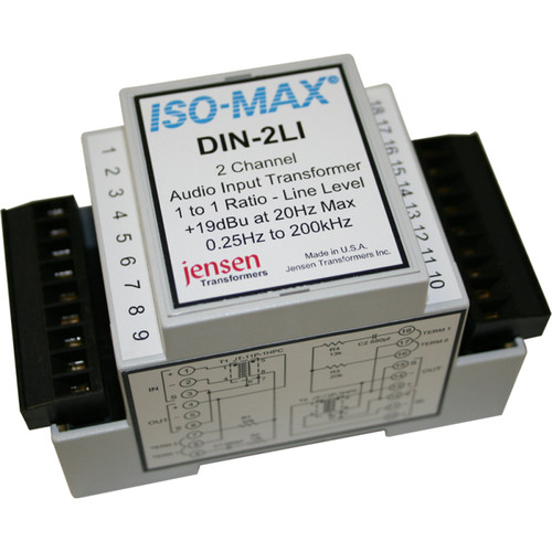 Jensen Transformers Iso-Max DIN-2LI - 2-Channel Line-Input Isolator (DIN Rail)