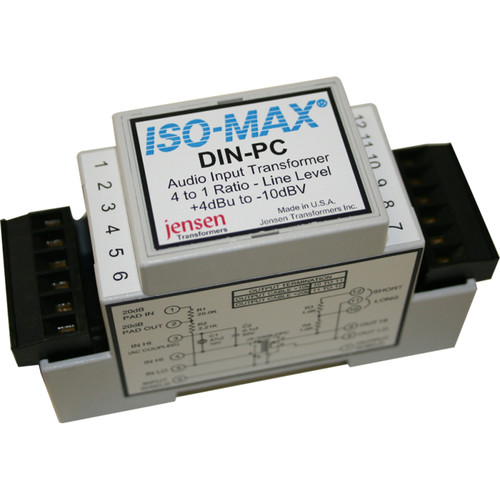 Jensen Transformers Iso-Max DIN-PC - Single-Channel Pro-to-Consumer Line Isolator (DIN Rail)