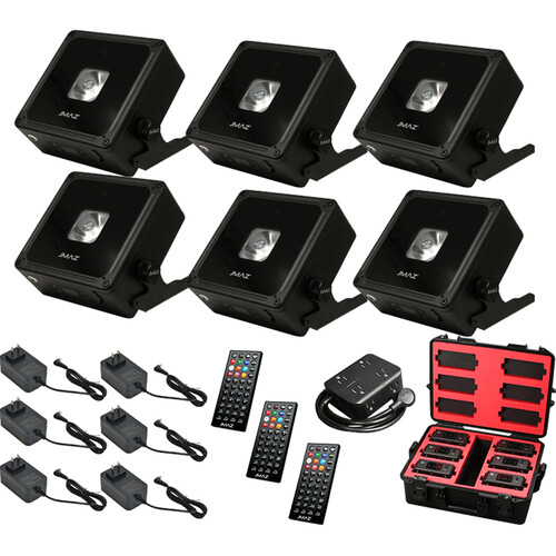JMAZ Mad Par Bulls IP 6-Pack ith Case/Remotes/Diffuser Filters/Chargers