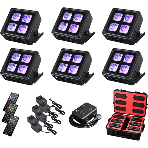JMAZ MAD PAR 4IP Battery-Powered Outdoor RGBWA+UV LED Light with Wireless DMX (6-Pack)