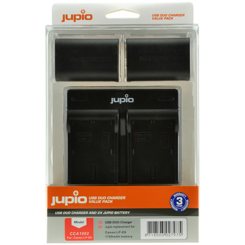 Jupio Pair of LP-E6 Batteries & USB Dual Charger Value Pack (1700mAh)
