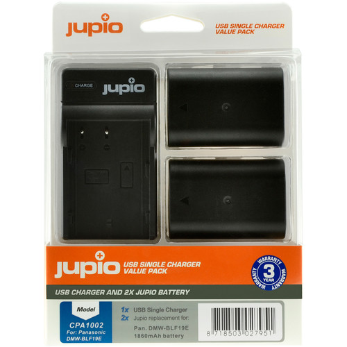 Jupio Pair of DMW-BLF19E Batteries and USB Single Charger Value Pack