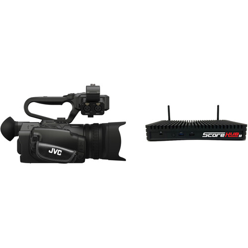 JVC GY-HM250SP 4K Streaming Camcorder with Sports Overlays & ScoreHub Interface Kit