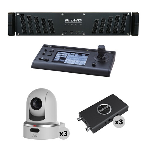 JVC KY-PZ100 PTZ NDI Streaming Kit with IP Controller & ProHD Studio 4000 (White)