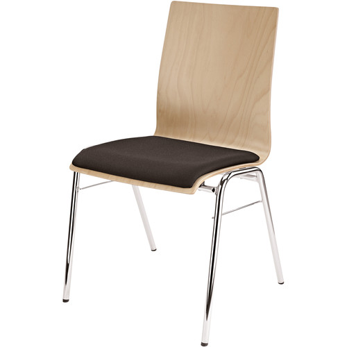 K&M Stacking Chair with Black Seat Cushion (Natural)