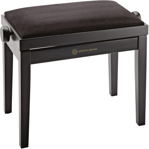 K&M 13900 Piano Bench with Matte Finish & Velvet Seat (Black)