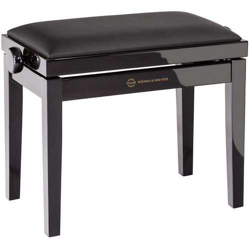 K&M 13911 Piano Bench with Gloss Finish & Imitation Leather Seat (Black)