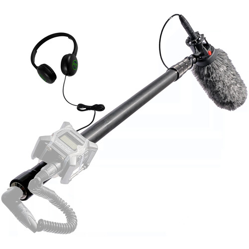 K-Tek GO-Kit 88 4-Section Boompole Kit with Shockmount, Headphones, and Windscreen