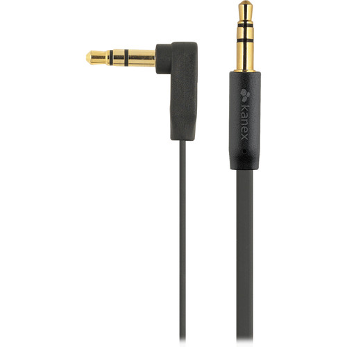 Kanex Stereo AUX Flat Cable with Angled Connector (6', Black)