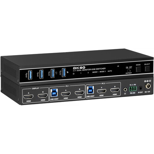 KanexPro 2x1 8K60 HDMI Dual-Display KVM Switcher
