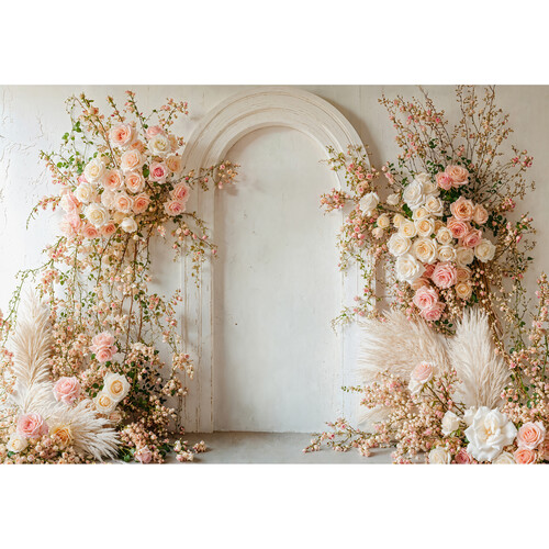 Kate Backdrop Microfiber Printed Backdrop (Spring Boho Floral Arch, 10 x 8.2')
