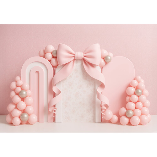 Kate Backdrop Microfiber Printed Backdrop (Pink Bow Balloon, 10 x 8.2')