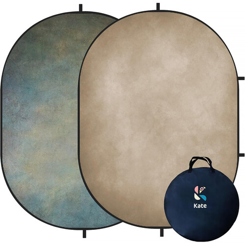 Kate Backdrop Reversible Collapsible Background (Abstract Texture Rusty Iron/Mint Green, 6 x 8')