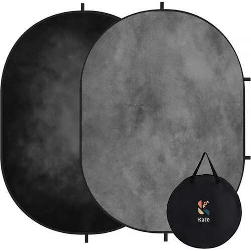 Kate Backdrop Reversible Collapsible Background (Abstract Texture Black/Dark Gray, 6 x 8')