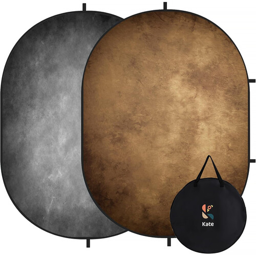 Kate Backdrop Reversible Collapsible Background with Attachment Loops (Mottled Gray/Brown, 6.5 x 5')