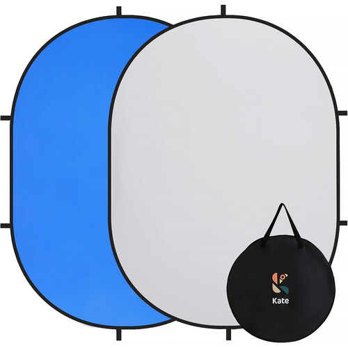 Kate Backdrop Reversible Collapsible Background with Attachment Loops (Blue/Gray, 6.5 x 5')