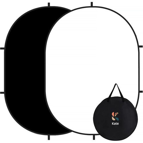Kate Backdrop Reversible Collapsible Background with Attachment Loops (White/Black, 6.5 x 5')