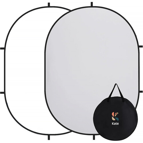 Kate Backdrop Reversible Collapsible Background with Attachment Loops (White/Gray, 6.5 x 5')