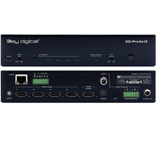 Key Digital 4x1 4K/18G HDMI Switcher with Auto Switching and Audio De-Embedding