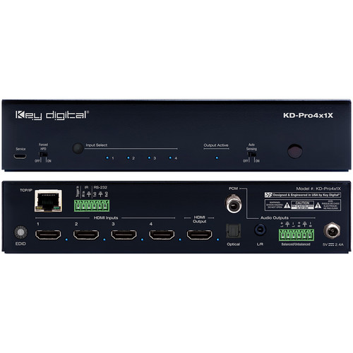Key Digital UHD 4K HDMI 4x1 Switcher with Audio De-Embedding