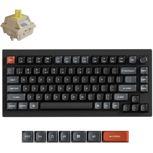 Keychron V1 Ultra 8K Wireless Mechanical Keyboard (Black, Keychron Silk POM Banana Switches)