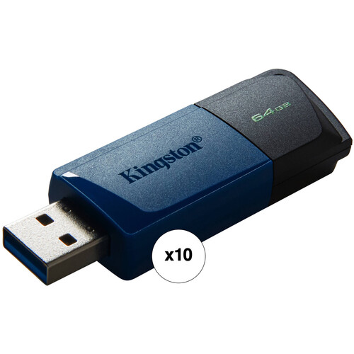 Kingston 64GB DataTraveler Exodia M USB 3.2 Gen 1 Flash Drive (Blue, 10-Pack)