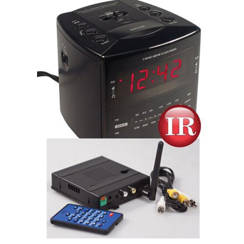 KJB Security Products C1521A Zone Shield Night Vision Clock Radio Quad with Built-In SleuthGear Covert Camera