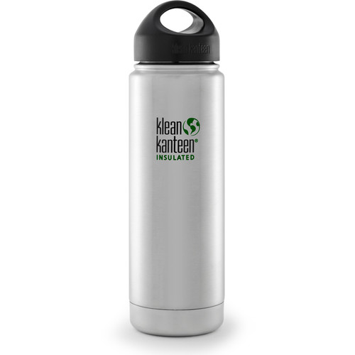 Klean Kanteen Vacuum Insulated Wide Water Bottle with Loop Cap (20 fl oz, Brushed Stainless)
