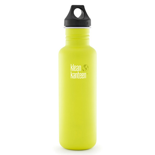 Klean Kanteen Classic Stainless Steel Water Bottle with Loop Cap (27 fl oz, Lime Pop)