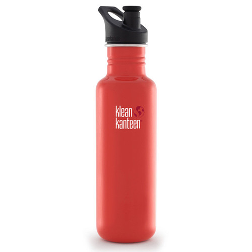 Klean Kanteen Classic Stainless Steel Water Bottle with Sport Cap (27 fl oz, Flame Orange)
