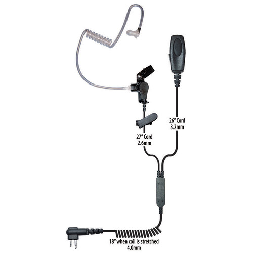 Klein Electronics Patriot-M1 2-Wire Surveillance Earpiece with Motorola 2-Prong Connector