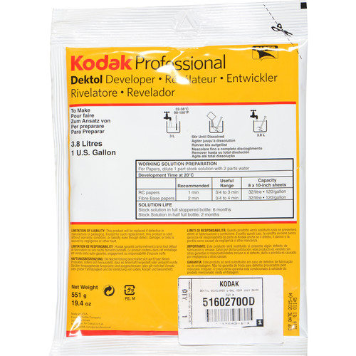 Kodak Dektol Developer (To Make 1 gal, July 2015 Expiration)