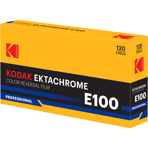 Kodak Professional Ektachrome E100 Color Transparency Film (120 Roll Film, 5-Pack, Retro Packaging)