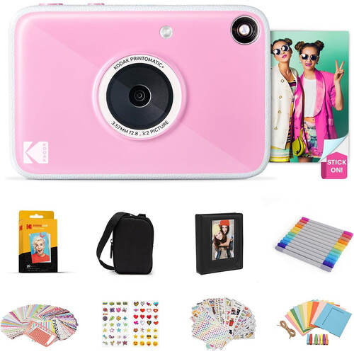 Kodak PRINTOMATIC+ 10MP Instant Digital Camera with Gift Bundle (Pink)