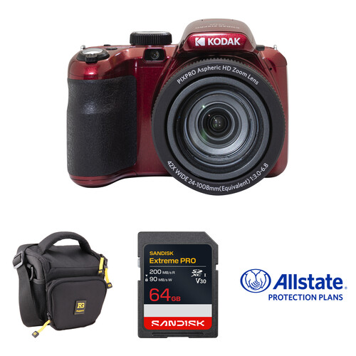 Kodak PIXPRO AZ425 Digital Camera with Basic Bundle (Red)