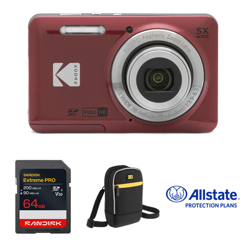 Kodak PIXPRO FZ55 Digital Camera with Deluxe Kit (Red)