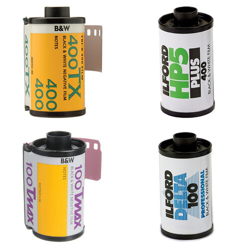 Kodak Professional and Ilford Delta 100/400 Black and White Film Kit (35mm Roll Film, 36 Exposures, 4-Pack)