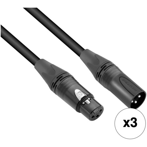 Kopul Studio Elite 4000 Series Neutrik XLR M to XLR F Microphone Cable (6', Black, 3-Pack)