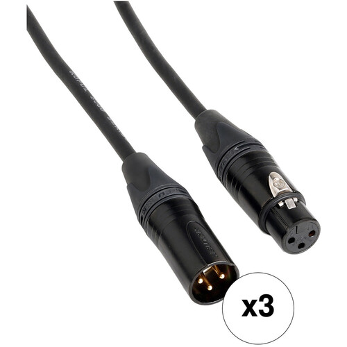 Kopul Premier Quad Pro 5000 Series Neutrik XLR M to XLR F Microphone Cable (6', Black, 3-Pack)