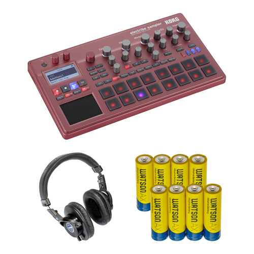 Korg Electribe Sampler Music Production Station Kit with Headphones and Batteries (Red)