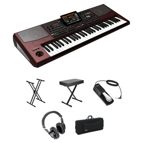Korg Pa1000 61-Key Pro Arranger Keyboard Kit with X-Stand, X-Bench, Pedal, Headphones, and Bag