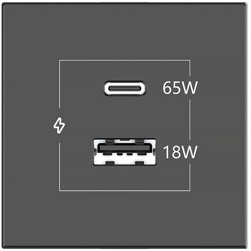Kramer 65W USB-C & 18W USB-A Charging Module (Black)