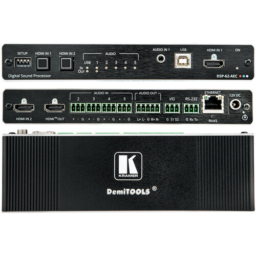Kramer 6x2 PoE Audio Matrix Switcher with DSP and AEC