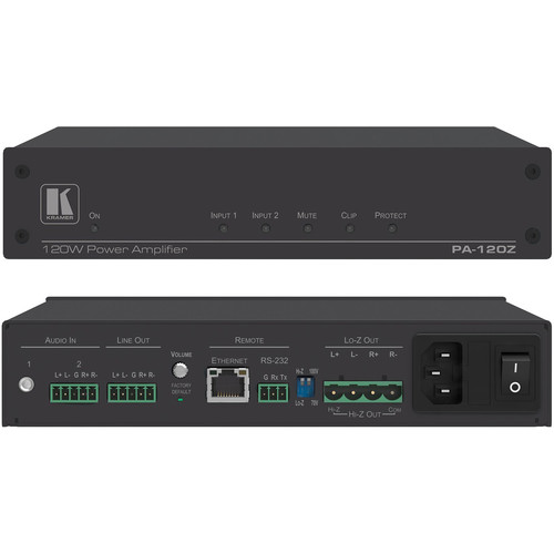 Kramer PA-120Z Power Amplifier (1 x 120W at 70/100V & 2 x 60W at 4/8 Ohms)
