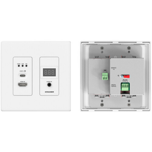 Kramer AV-over-IP Wall-Plate Encoder for 4K60 4:2:0 & HDR10 over 1G Network (White, US 2-Gang)