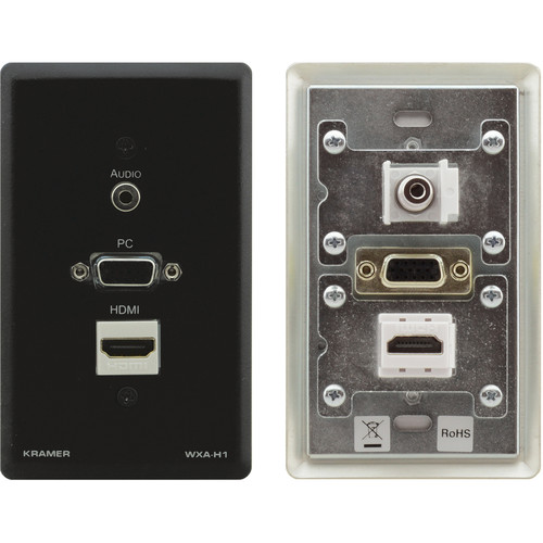 Kramer HDMI, VGA, and 1/8" Audio Wall Plate (Black)