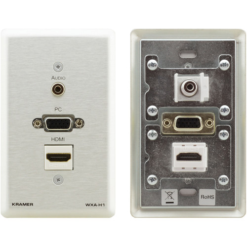 Kramer HDMI, VGA, and 1/8" Audio Wall Plate (Silver)